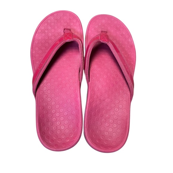 Vionic Tide II Leather Orthotic Sandals Pink Raspberry Patent Women 11 Flip Flop - Picture 7 of 10